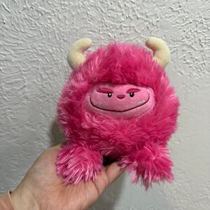 Giggle Scape Pink MONSTER with Horns Fuzzy Small 6” Soft Plush EUC